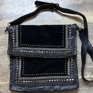Lionel Black Studded Leather Crossbody Bag